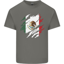 Torn Mexico Flag Mexican Day Football Mens Cotton T-Shirt Tee Top Charcoal