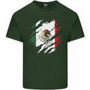 Torn Mexico Flag Mexican Day Football Mens Cotton T-Shirt Tee Top Forest Green