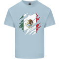 Torn Mexico Flag Mexican Day Football Mens Cotton T-Shirt Tee Top Light Blue