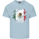 Torn Mexico Flag Mexican Day Football Mens Cotton T-Shirt Tee Top Light Blue