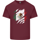 Torn Mexico Flag Mexican Day Football Mens Cotton T-Shirt Tee Top Maroon