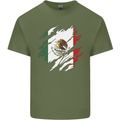 Torn Mexico Flag Mexican Day Football Mens Cotton T-Shirt Tee Top Military Green