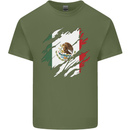 Torn Mexico Flag Mexican Day Football Mens Cotton T-Shirt Tee Top Military Green