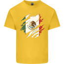 Torn Mexico Flag Mexican Day Football Mens Cotton T-Shirt Tee Top Yellow