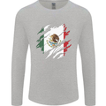 Torn Mexico Flag Mexican Day Football Mens Long Sleeve T-Shirt Sports Grey