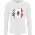 Torn Mexico Flag Mexican Day Football Mens Long Sleeve T-Shirt White