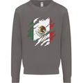 Torn Mexico Flag Mexican Day Football Mens Sweatshirt Jumper Charcoal