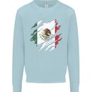 Torn Mexico Flag Mexican Day Football Mens Sweatshirt Jumper Light Blue