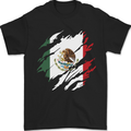 Torn Mexico Flag Mexican Day Football Mens T-Shirt 100% Cotton Black