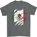 Torn Mexico Flag Mexican Day Football Mens T-Shirt 100% Cotton Charcoal