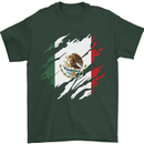 Torn Mexico Flag Mexican Day Football Mens T-Shirt 100% Cotton Forest Green