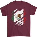 Torn Mexico Flag Mexican Day Football Mens T-Shirt 100% Cotton Maroon