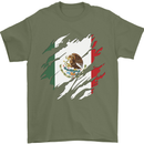 Torn Mexico Flag Mexican Day Football Mens T-Shirt 100% Cotton Military Green