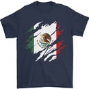 Torn Mexico Flag Mexican Day Football Mens T-Shirt 100% Cotton Navy Blue