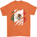 Torn Mexico Flag Mexican Day Football Mens T-Shirt 100% Cotton Orange