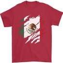 Torn Mexico Flag Mexican Day Football Mens T-Shirt 100% Cotton Red
