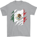Torn Mexico Flag Mexican Day Football Mens T-Shirt 100% Cotton Sports Grey