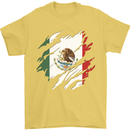 Torn Mexico Flag Mexican Day Football Mens T-Shirt 100% Cotton Yellow