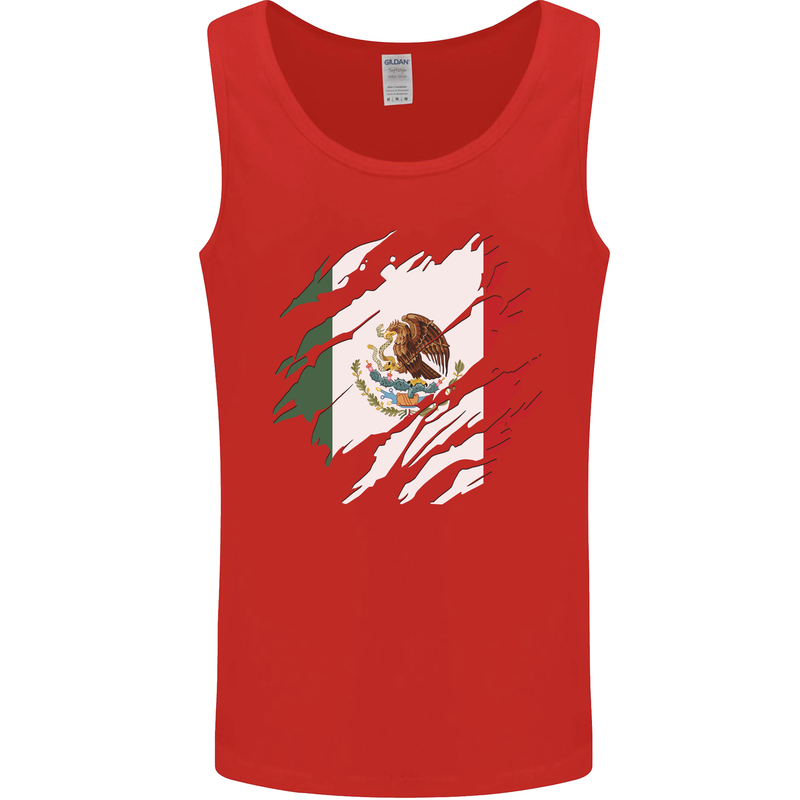 Torn Mexico Flag Mexican Day Football Mens Vest Tank Top Red