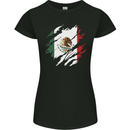 Torn Mexico Flag Mexican Day Football Womens Petite Cut T-Shirt Black