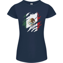 Torn Mexico Flag Mexican Day Football Womens Petite Cut T-Shirt Navy Blue