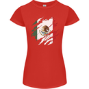 Torn Mexico Flag Mexican Day Football Womens Petite Cut T-Shirt Red