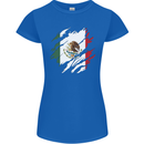 Torn Mexico Flag Mexican Day Football Womens Petite Cut T-Shirt Royal Blue
