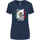 Torn Mexico Flag Mexican Day Football Womens Wider Cut T-Shirt Navy Blue