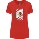 Torn Mexico Flag Mexican Day Football Womens Wider Cut T-Shirt Red