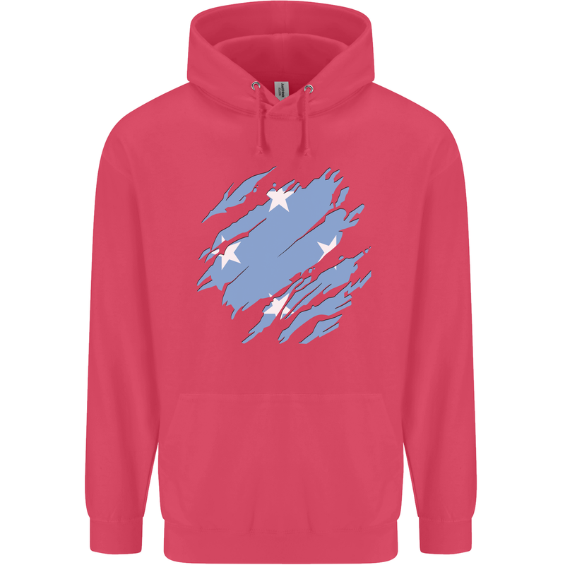Torn Micronesia Flag Micronesian Day Football Childrens Kids Hoodie Heliconia