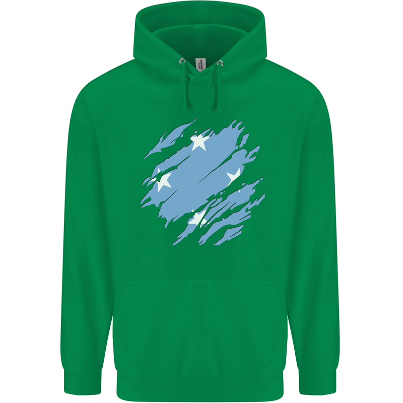 Torn Micronesia Flag Micronesian Day Football Childrens Kids Hoodie Irish Green
