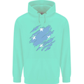 Torn Micronesia Flag Micronesian Day Football Childrens Kids Hoodie Peppermint