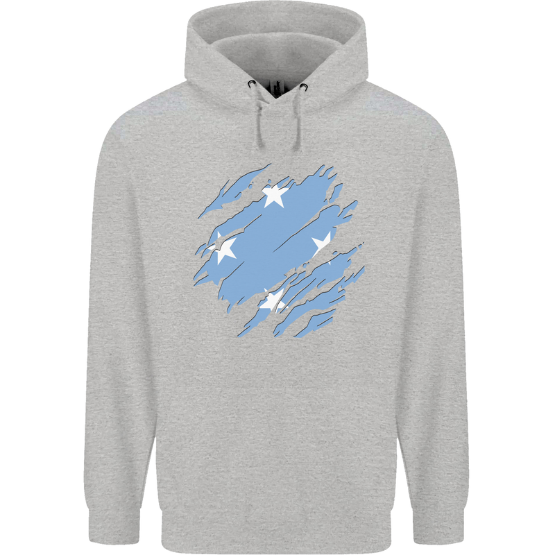 Torn Micronesia Flag Micronesian Day Football Childrens Kids Hoodie Sports Grey