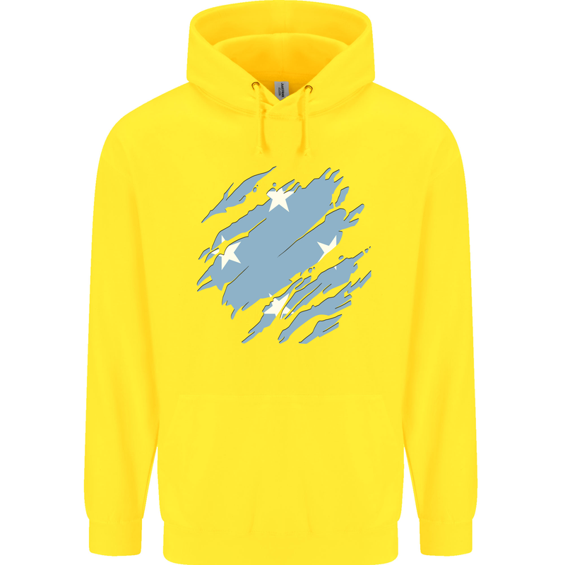 Torn Micronesia Flag Micronesian Day Football Childrens Kids Hoodie Yellow
