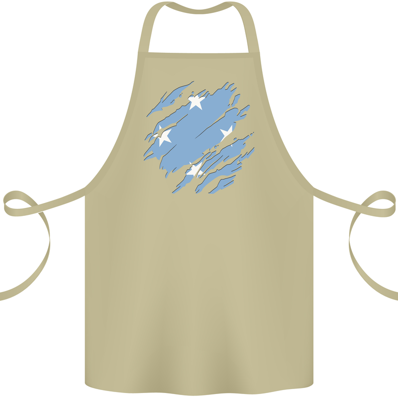 Torn Micronesia Flag Micronesian Day Football Cotton Apron 100% Organic Khaki