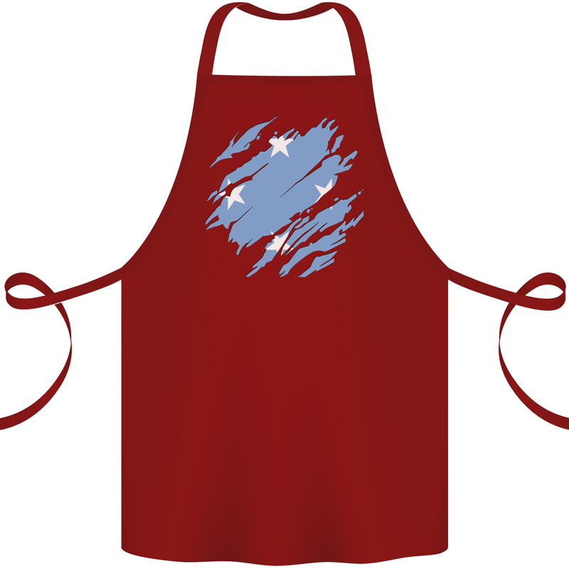 Torn Micronesia Flag Micronesian Day Football Cotton Apron 100% Organic Maroon