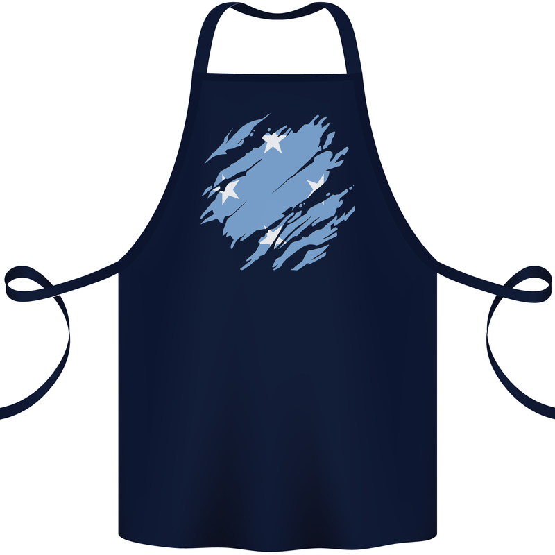 Torn Micronesia Flag Micronesian Day Football Cotton Apron 100% Organic Navy Blue