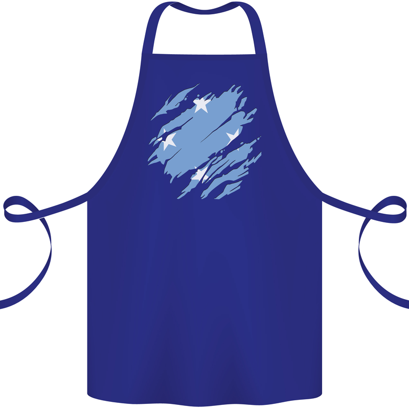 Torn Micronesia Flag Micronesian Day Football Cotton Apron 100% Organic Royal Blue