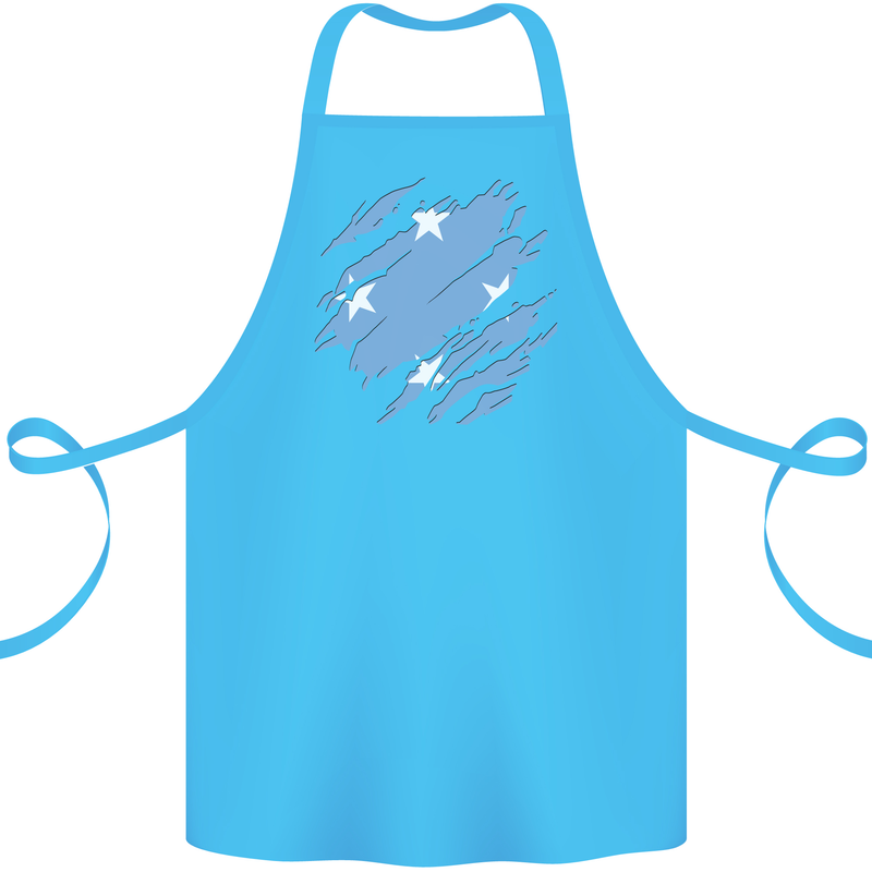 Torn Micronesia Flag Micronesian Day Football Cotton Apron 100% Organic Turquoise