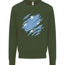 Torn Micronesia Flag Micronesian Day Football Kids Sweatshirt Jumper Forest Green