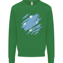 Torn Micronesia Flag Micronesian Day Football Kids Sweatshirt Jumper Irish Green