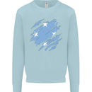 Torn Micronesia Flag Micronesian Day Football Kids Sweatshirt Jumper Light Blue