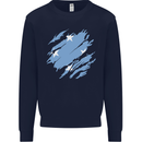 Torn Micronesia Flag Micronesian Day Football Kids Sweatshirt Jumper Navy Blue