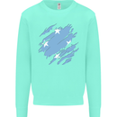 Torn Micronesia Flag Micronesian Day Football Kids Sweatshirt Jumper Peppermint