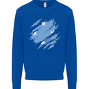 Torn Micronesia Flag Micronesian Day Football Kids Sweatshirt Jumper Royal Blue
