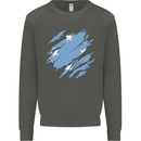 Torn Micronesia Flag Micronesian Day Football Kids Sweatshirt Jumper Storm Grey