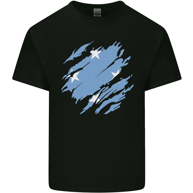 Torn Micronesia Flag Micronesian Day Football Kids T-Shirt Childrens Black