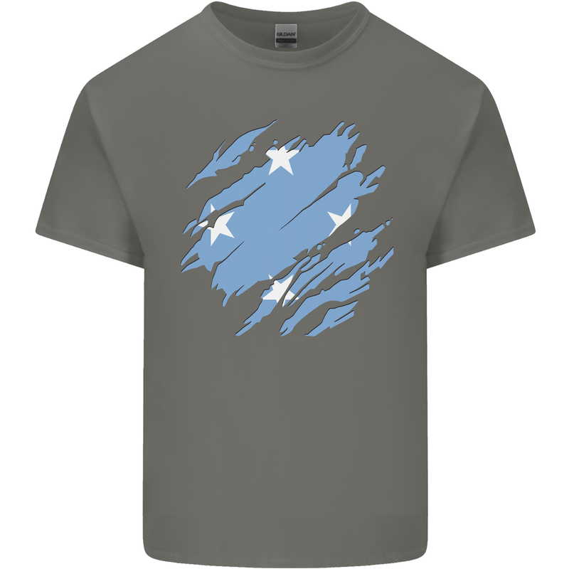 Torn Micronesia Flag Micronesian Day Football Kids T-Shirt Childrens Charcoal