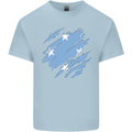 Torn Micronesia Flag Micronesian Day Football Kids T-Shirt Childrens Light Blue
