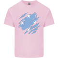 Torn Micronesia Flag Micronesian Day Football Kids T-Shirt Childrens Light Pink